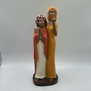Elegant African American Art Figurine Mom Daughter Made In USA Art Decor